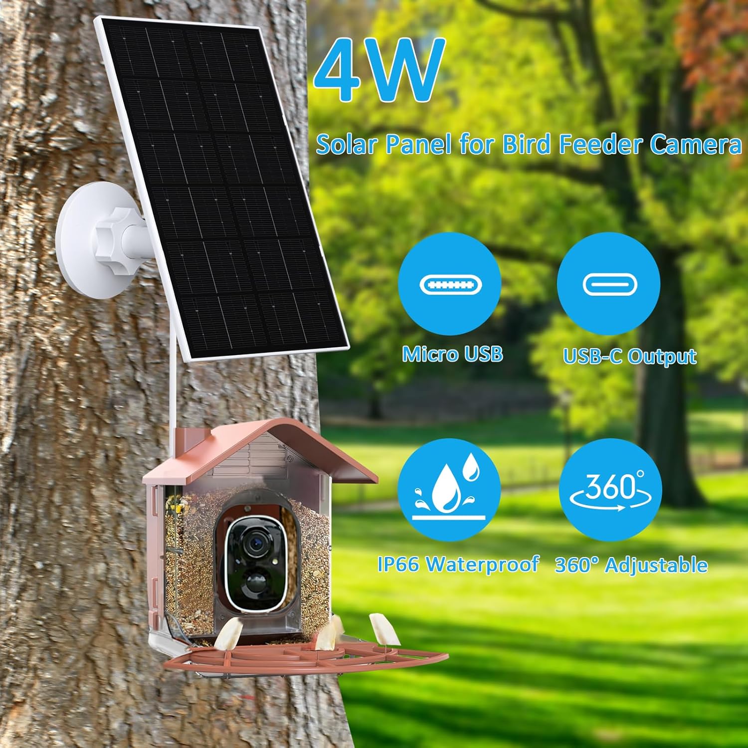 4W Solar Panel for Bird Feeder Camera - Image 3