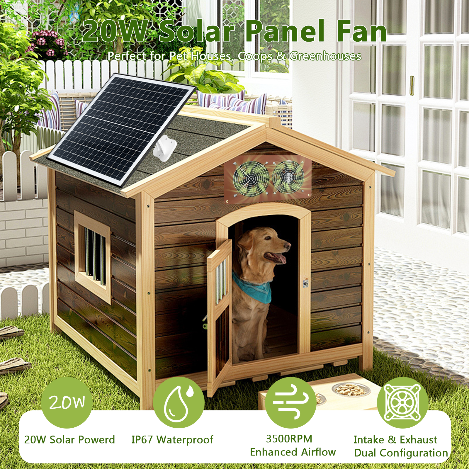 Zivif 20W Solar Powered Fan Kit for Chicken Coop - Image 4