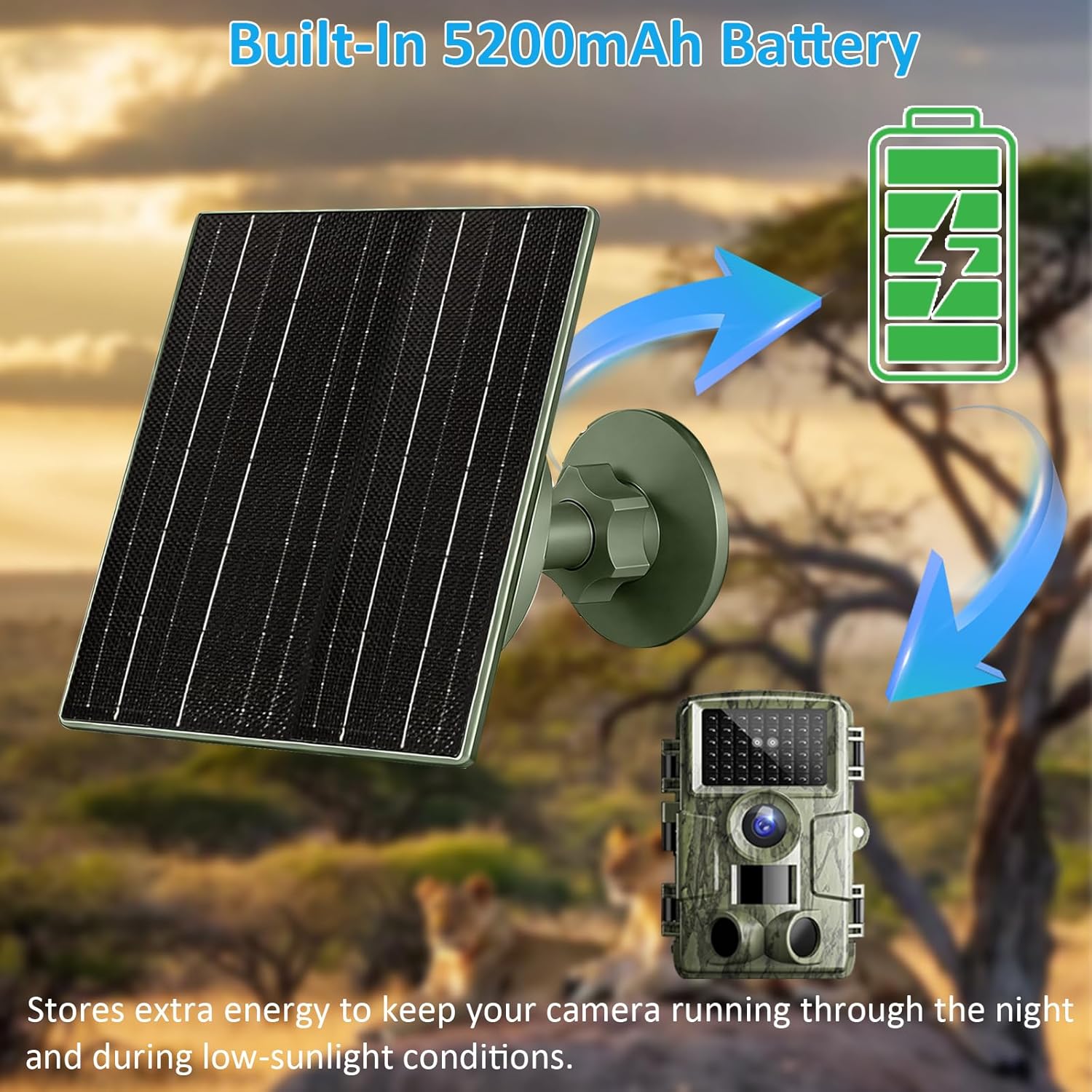 5W Solar Panel with 5200mAh Battery for Trail Cameras - Image 3