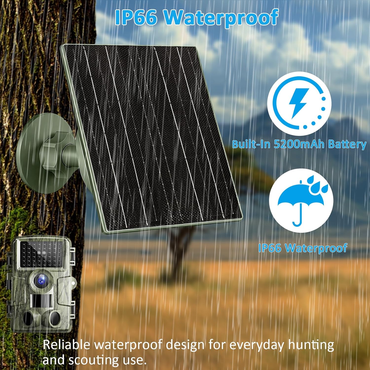 5W Solar Panel with 5200mAh Battery for Trail Cameras - Image 5