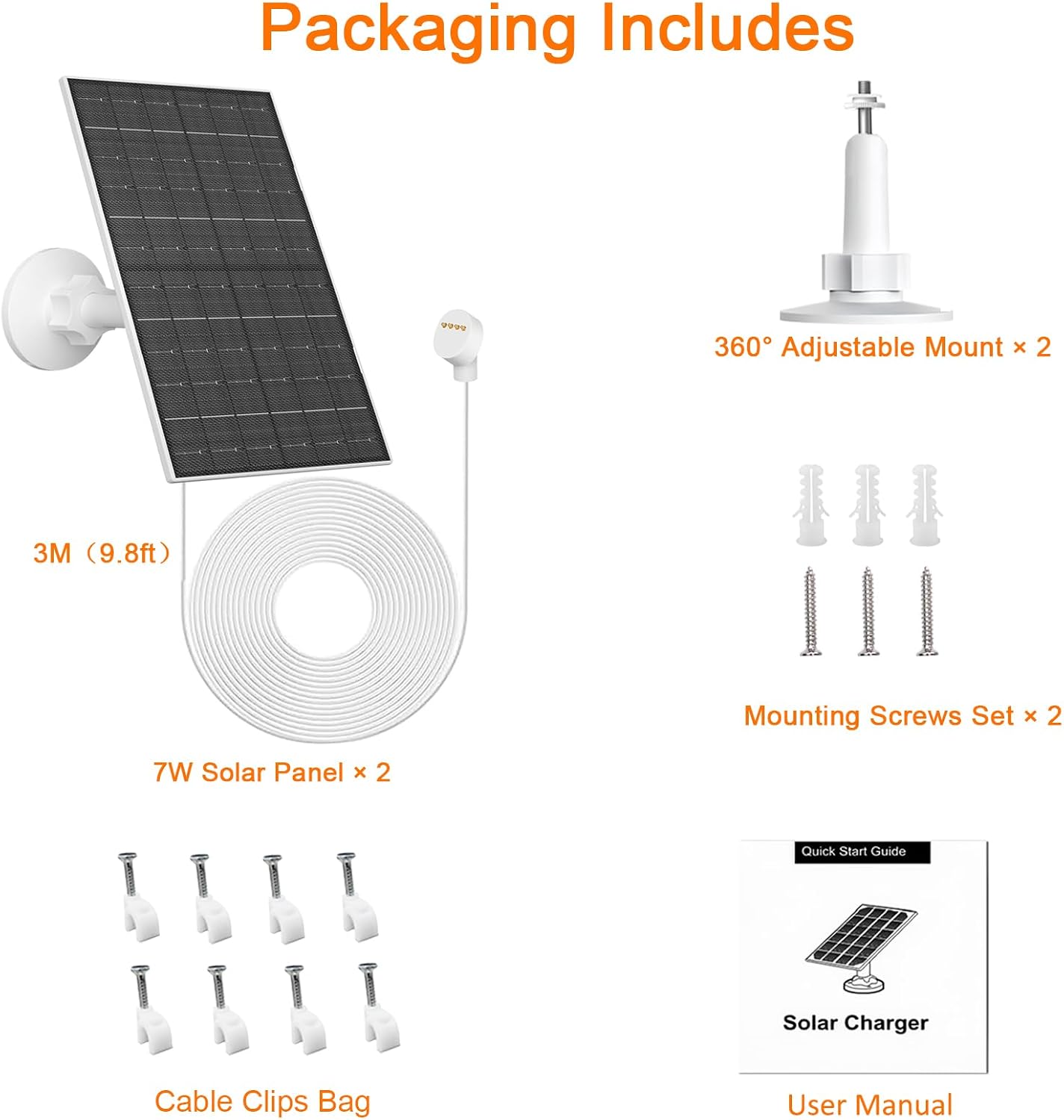 VUEBEE 7W Solar Panel for Nest Cam Outdoor Indoor Battery, 2 Pack - Image 3