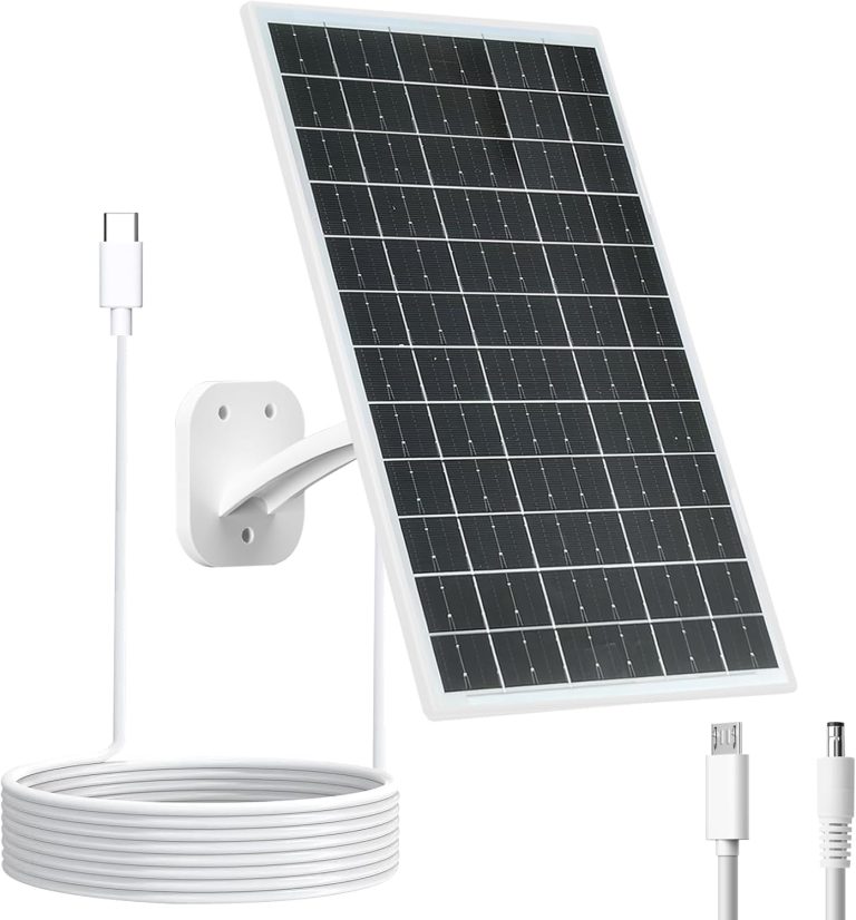 VUEBEE 13W Solar Panel for Security Cameras, USB-C, Micro USB and DC
