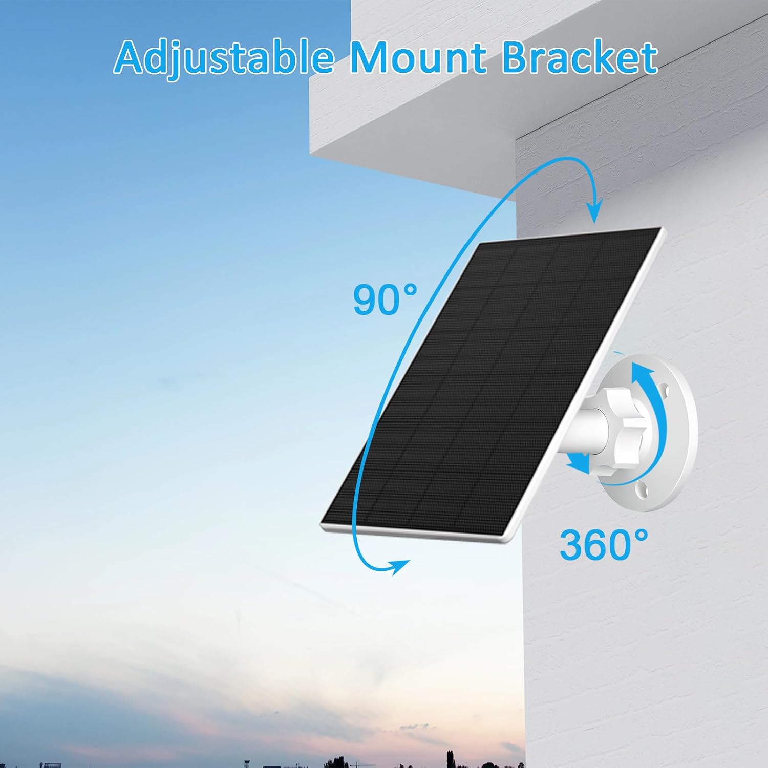 VUEBEE 2W Solar Panel for Security Cameras, USB-C/Micro USB, 2 Pack White - Image 5