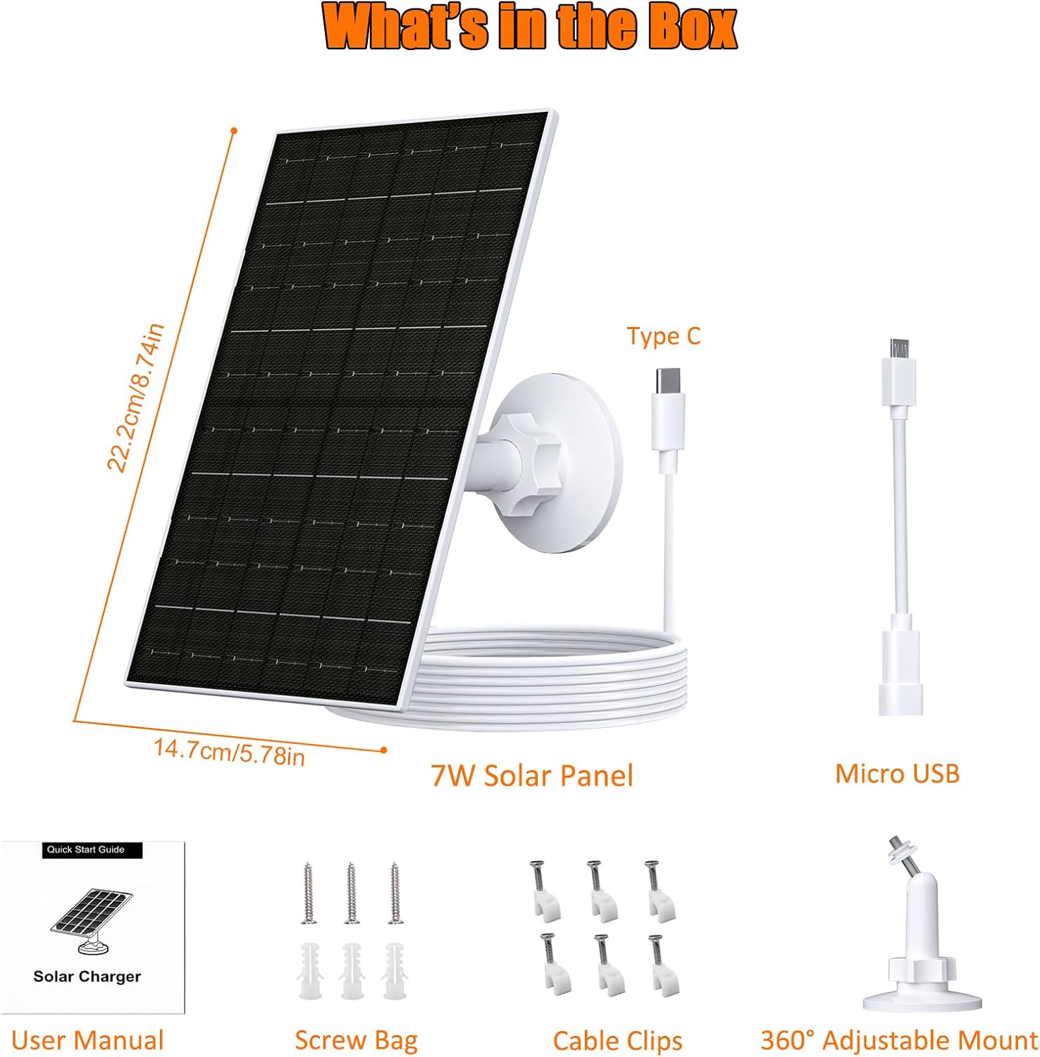 VUEBEE 7W Solar Panel Charger for Arlo Essential 2K, XL, Spotlight Camera - Image 6
