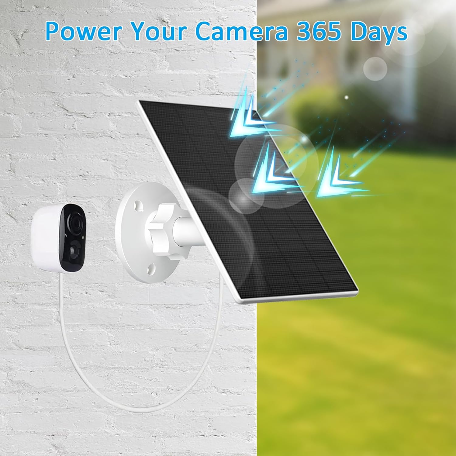 VUEBEE 2W Solar Panel for Security Cameras, USB-C/Micro USB, 4 Pack White - Image 3