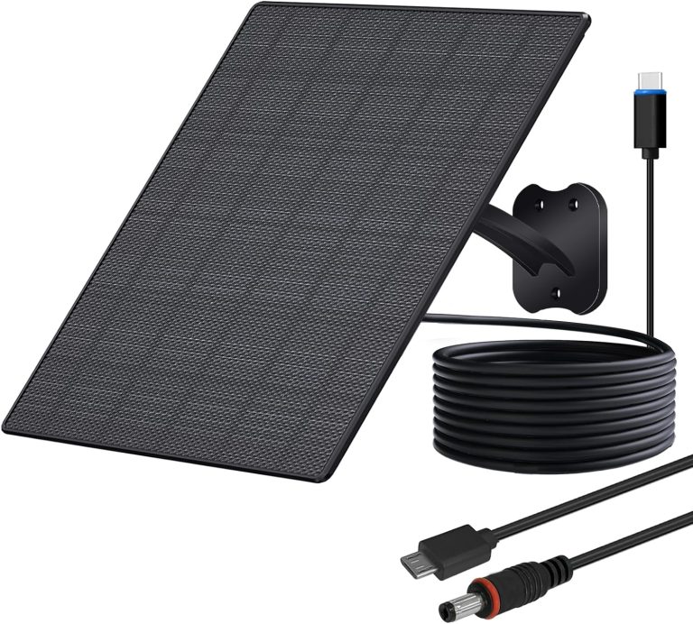 VUEBEE 10W Solar Panel for Security Cameras, USB-C, DC 5.5x2.1mm, Micro USB