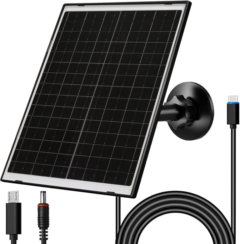 VUEBEE 10W Solar Panel for Security Cameras, USB-C, DC and Micro USB