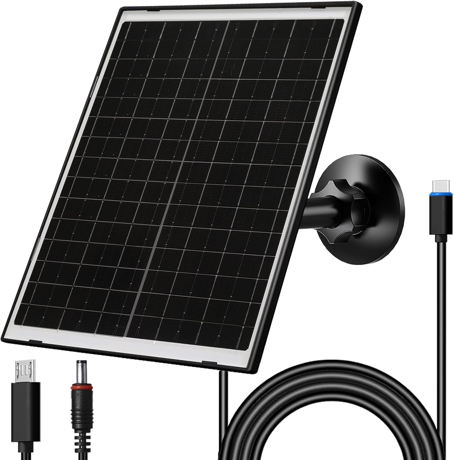 VUEBEE 10W Solar Panel for Security Cameras, USB-C, DC and Micro USB