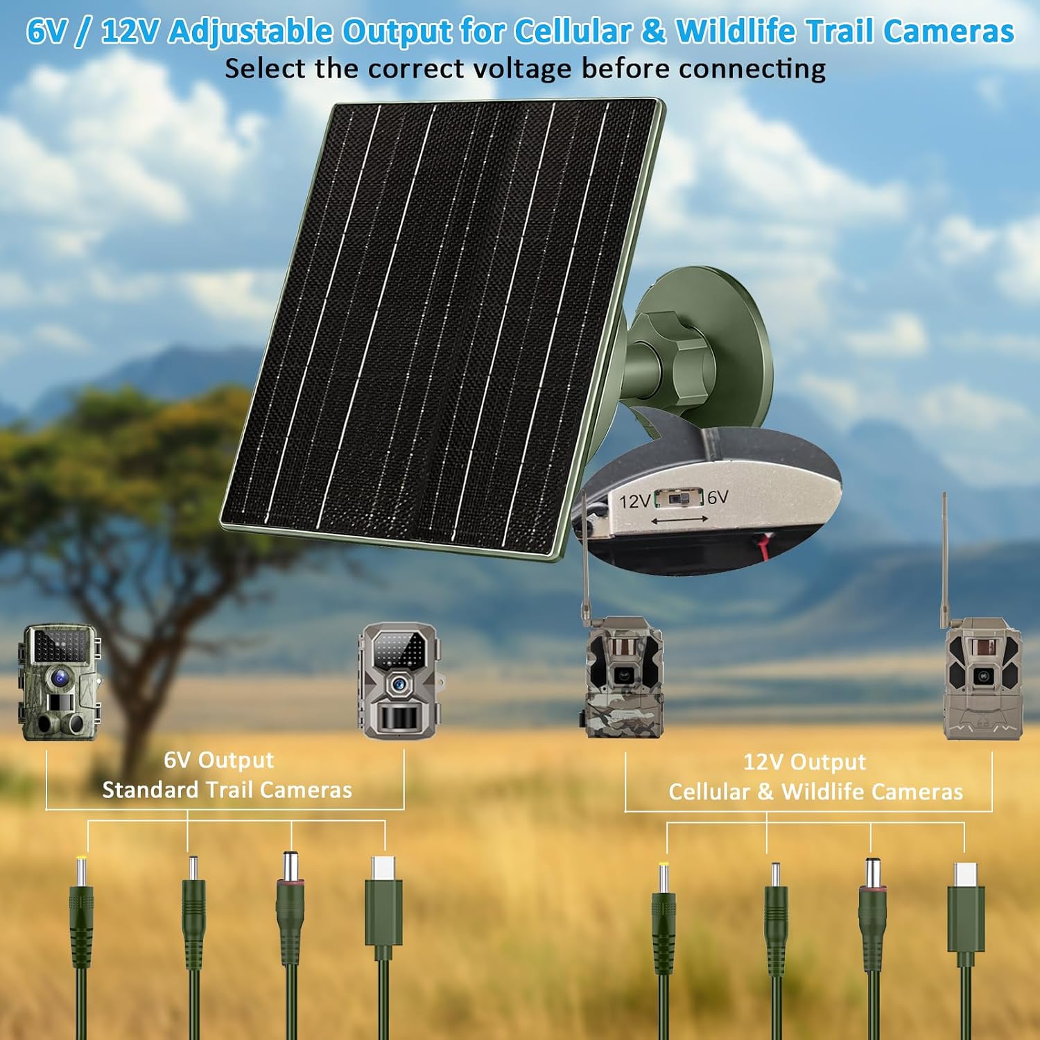 VUEBEE 10W Solar Panel with 10400mAh Battery for Trail Cameras - Image 3