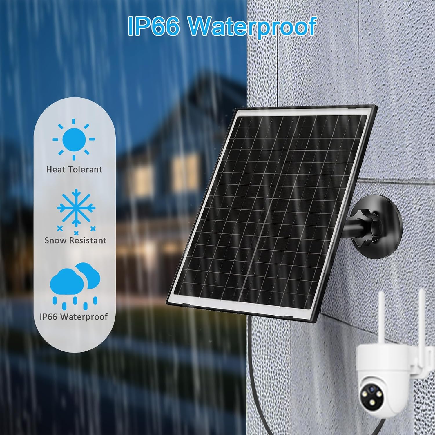 VUEBEE 10W Solar Panel for Security Cameras, USB-C, DC and Micro USB - Image 3
