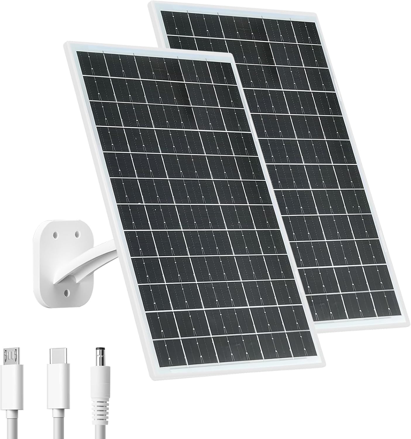 VUEBEE 13W Solar Panel for Security Cameras, USB-C, Micro USB, DC, 2 Pack