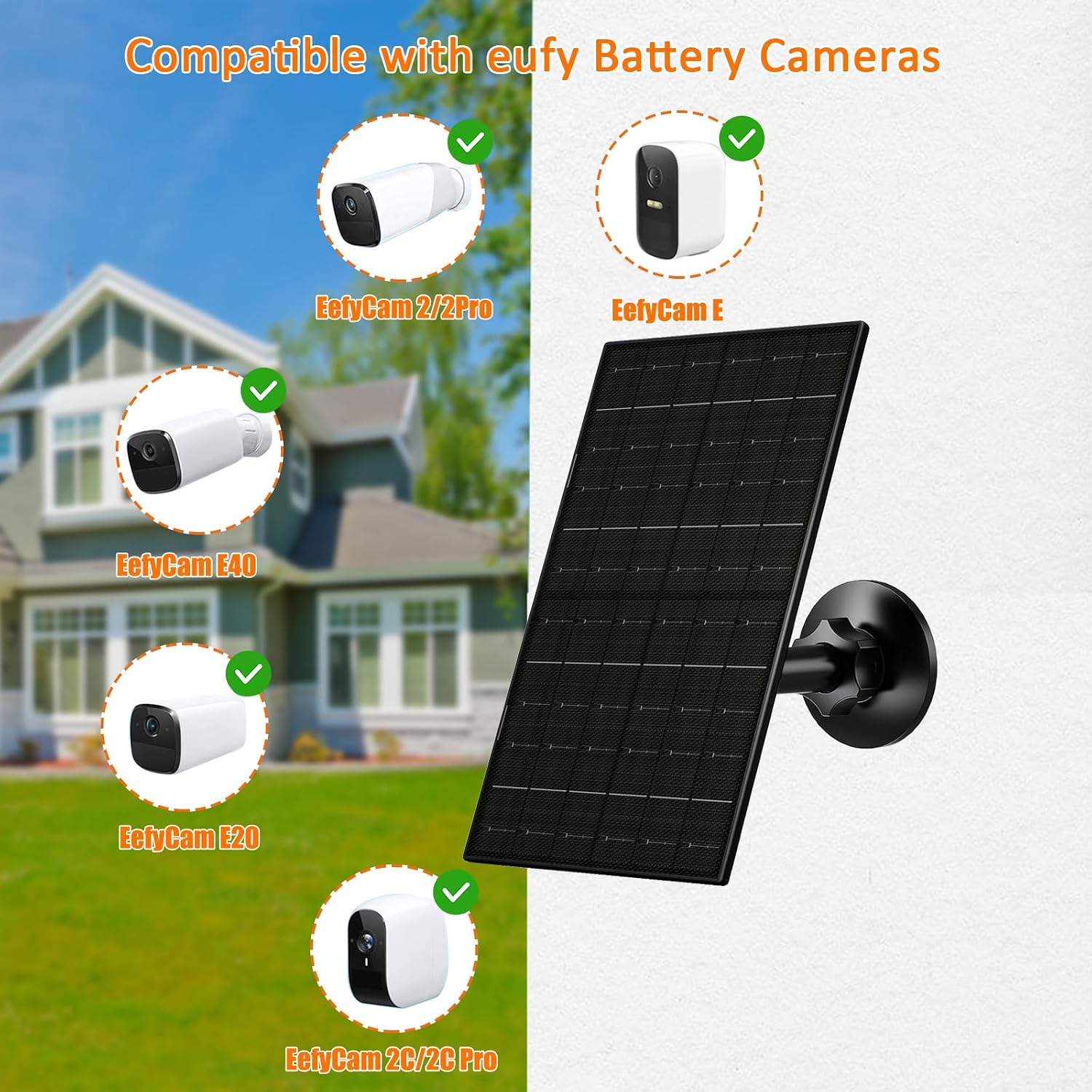 VUEBEE 7W Solar Panel for Eufycam, USB-C to Micro USB Adapter - Image 3