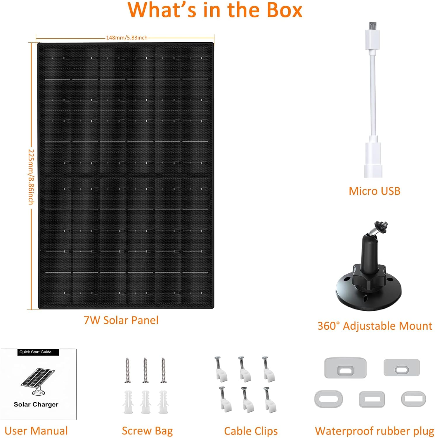 VUEBEE 7W Solar Panel for Eufycam, USB-C to Micro USB Adapter - Image 4