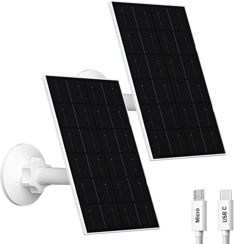 VUEBEE 4W Solar Panel for Security Cameras, USB-C & Micro USB, 2 Pack