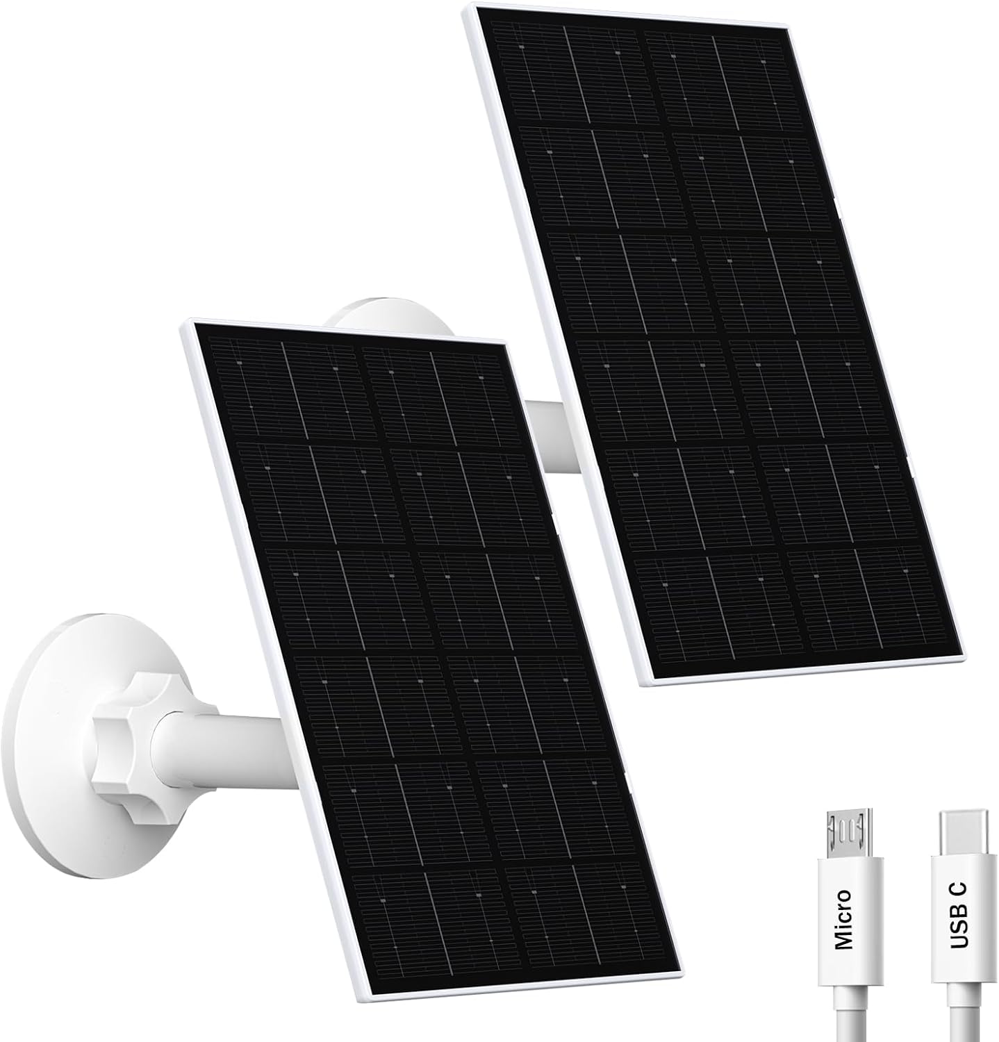 VUEBEE 4W Solar Panel for Security Cameras, USB-C & Micro USB, 2 Pack