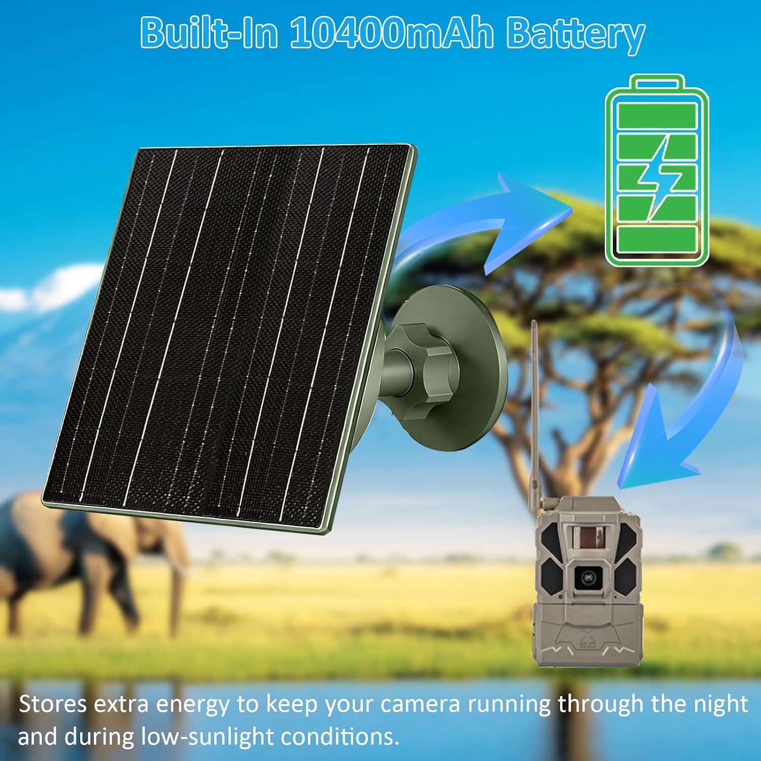 VUEBEE 10W Solar Panel with 10400mAh Battery for Trail Cameras - Image 4