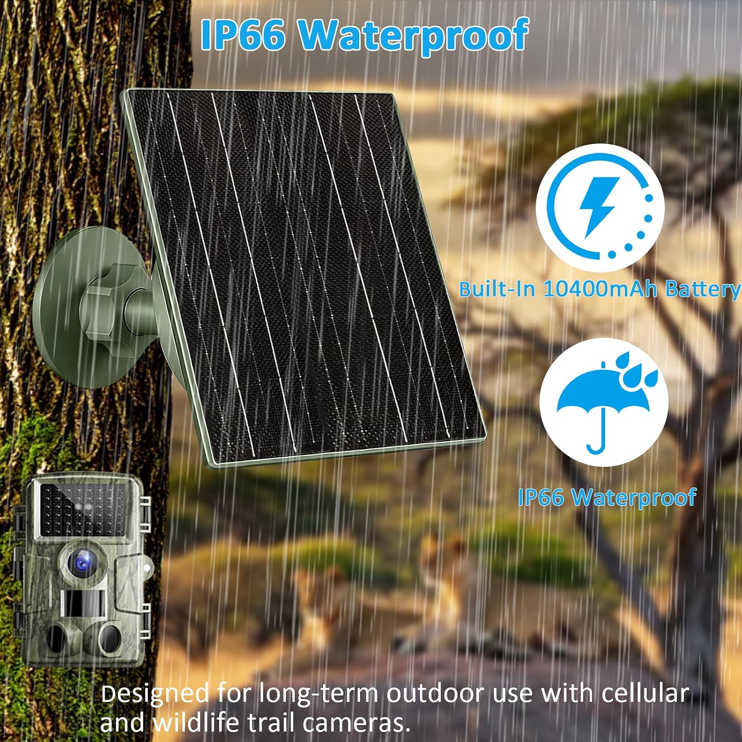 VUEBEE 10W Solar Panel with 10400mAh Battery for Trail Cameras - Image 6