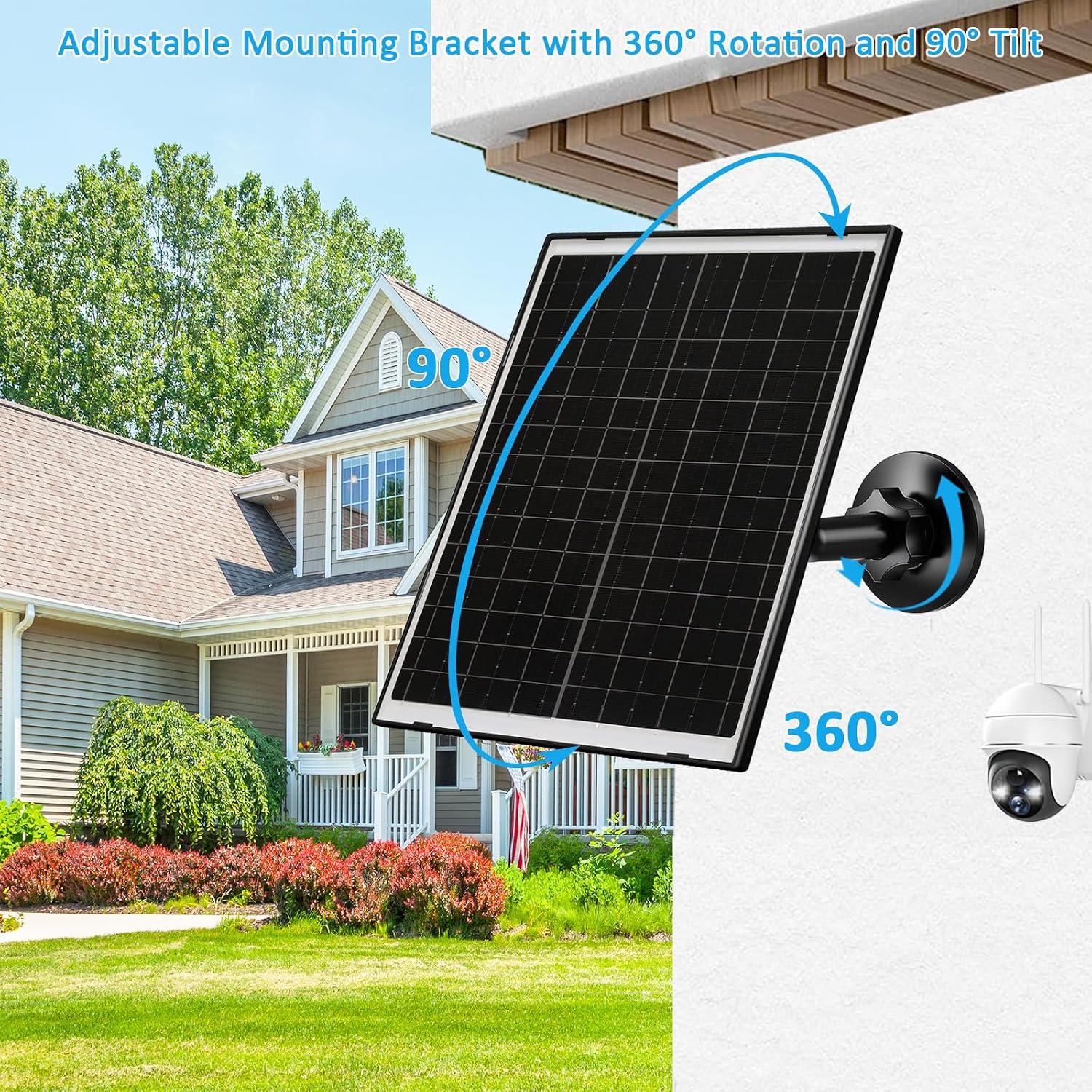 VUEBEE 10W Solar Panel for Security Cameras, USB-C, DC and Micro USB - Image 4